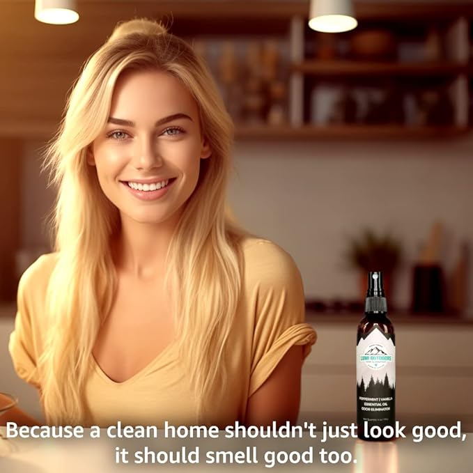 Lumi Outdoors Natural Air Freshener - Peppermint Vanilla - Essential Oil Odor Eliminating Bathroom Spray