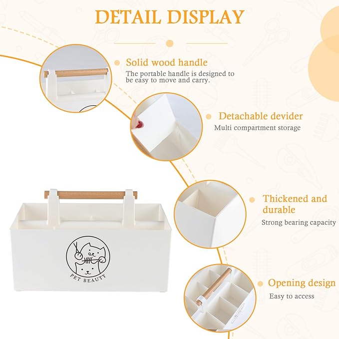 Dog Storage Organizer,Dog Grooming Organizer,Portable Shower Caddy Organizer for Dog Cat Stuff,Divided Basket Bin Storage for Dog Cat Grooming Kit,Shampoo,Trimmer,Clipper,Combo,Brush