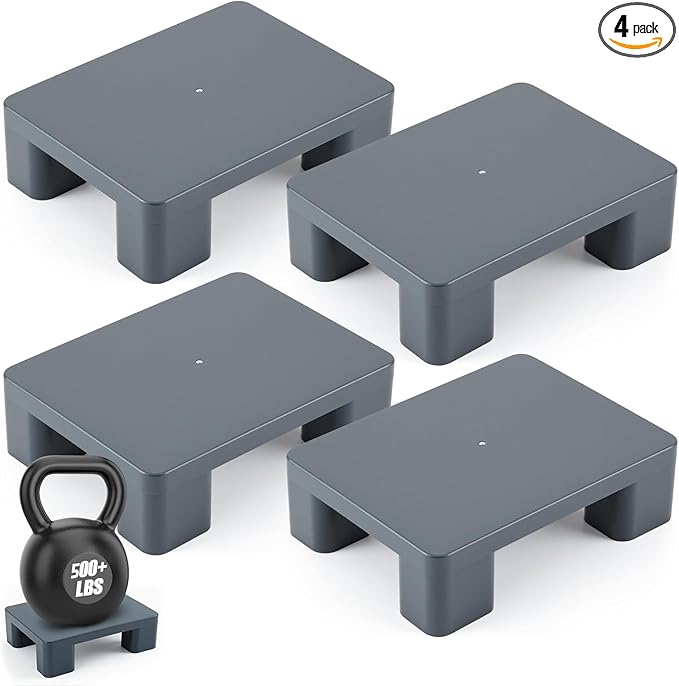 4 Pack Dunnage Rack, 15.75" Long x 11.81" Wide, 4.72" Height Plastic Dunnage Rack, 2000+ Pound Capacity Storage Commercial Food Service Storage in Restaurant Kitchens Shop, Gray