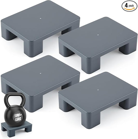 4 Pack Dunnage Rack, 15.75" Long x 11.81" Wide, 4.72" Height Plastic Dunnage Rack, 2000+ Pound Capacity Storage Commercial Food Service Storage in Restaurant Kitchens Shop, Gray