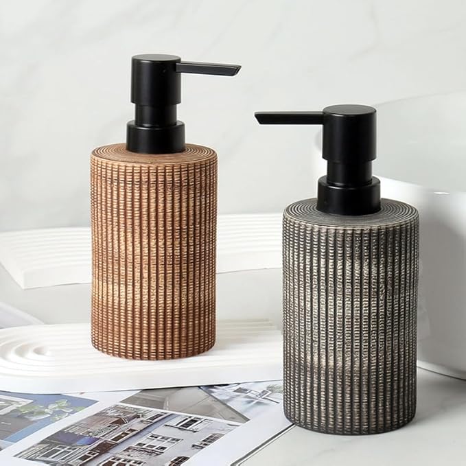 Comeon Ceramic Soap Dispenser for Shampoo, Dish Soap, Hand Soap，Conditioner，12 Oz Refillable Foam Pump Bottle Stainless Steel Pump Kitchen/Bathroom Décor (Deep Colour)