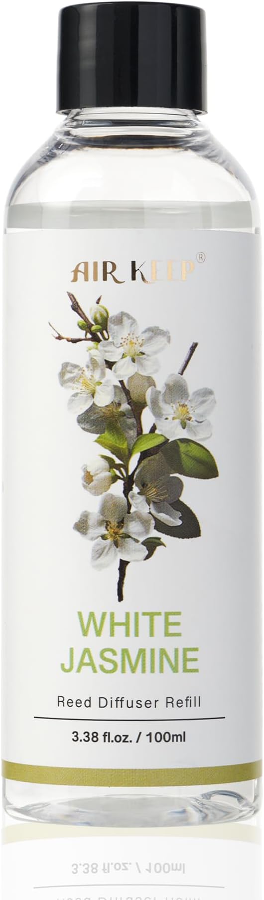 Airkeep Reed Diffuser Oil Refill/White Jasmine/3.38oz（100ml/1 Pack/Scented Oil Refill for Reed Diffuser Home Fragrance for Bedroom, Bathroom Office Home Decor