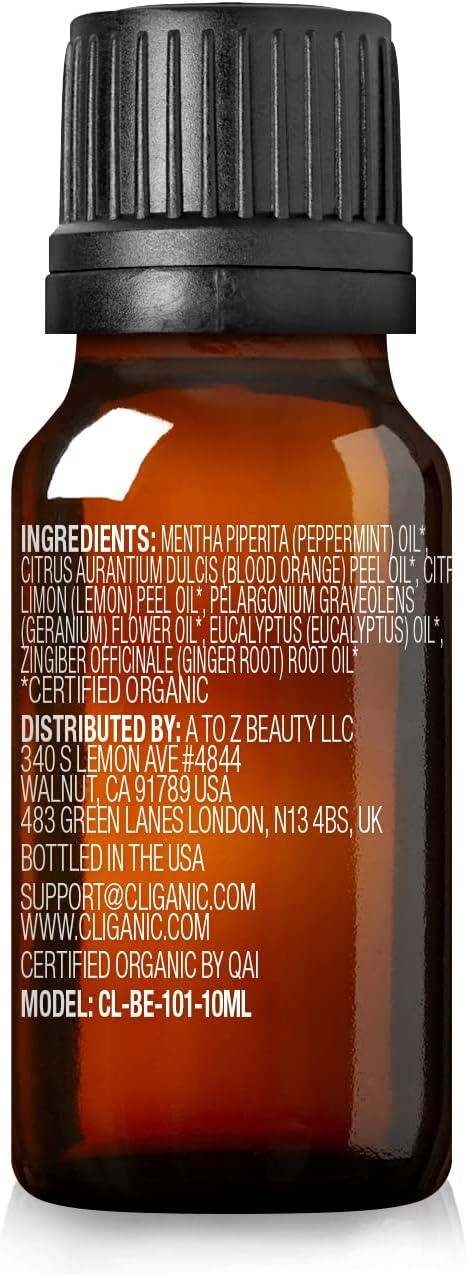 Cliganic Power Up Essential Oil Blend - Natural Aromatherapy Oil for Diffuser Steam Distilled | Non-GMO Verified