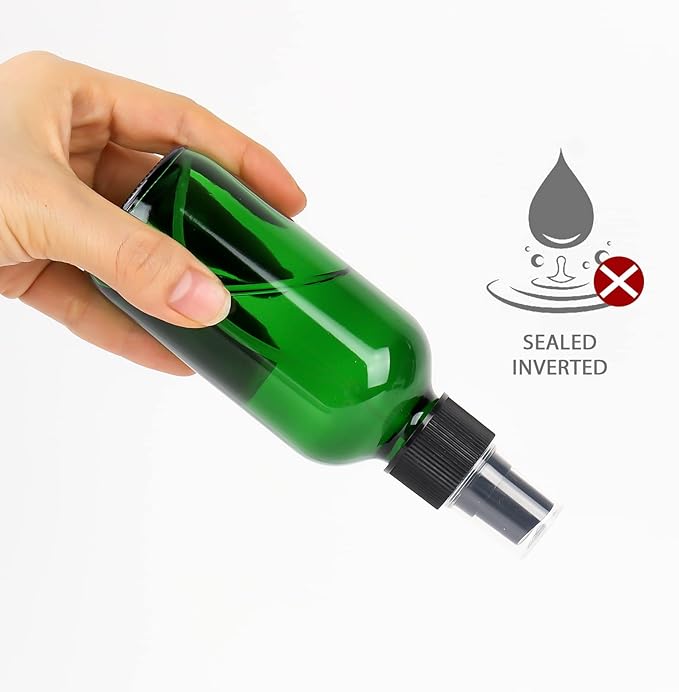 CycleMore 120ml 16 Pack 4oz Green Glass Spray Bottles with Fine Mist Sprayers, Glass Travel Bottles for Cosmetic, Essential Oils, Cleaning Solutions, Perfumes & More Liquids Ideal for Friends