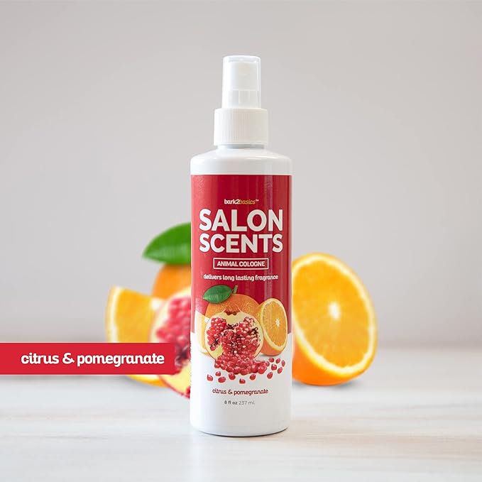 Bark2Basics Salon Scents Pet Grooming Cologne - 8 oz, Natural Professional Groomer Perfume for Dogs and Cat, Long Lasting, Deodorizing, (Citrus and Pomegranate)