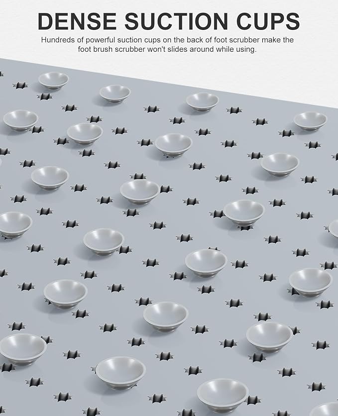 OTHWAY Non Slip Grassy Bathtub Mat : 25.6X13.4 inches Sturdy But Soft Bath Mat_Quick Drain Shower Floor Mat with Soft Bristles for Scrubbing Feet (Light Grey)