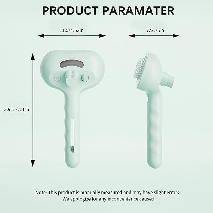 Pet Steam Brush for Cat & Dog – 4-in-1 De-Shedding, Steam Spray, and Self-Cleaning Grooming Tool – Ideal for Long and Short-Haired Pets– Includes 2 Bottles of 120 mL Waterless Shampoo(Green)