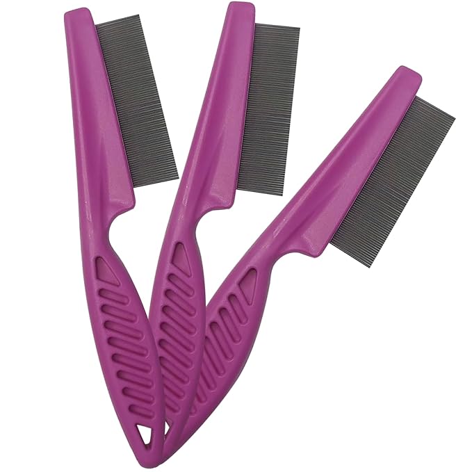 Kopal Flea Combs & Lice Combs for Dogs and Cats, Fine Tooth Combs 3-pc, Pink
