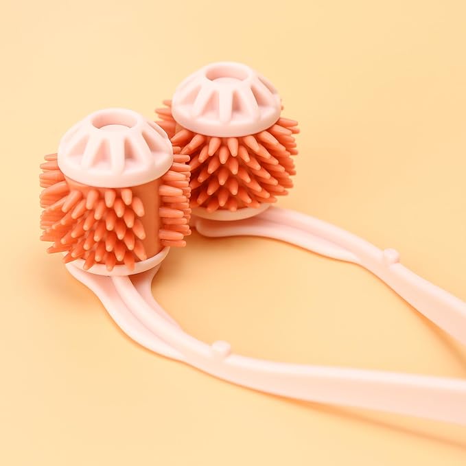 Cat Massager Roller 10x1.57 Inch For Medium to Large Adult Cats, Silicone Grooming Tool Relaxer Pink Stick with Pink Massage Face Thin Scroll Wheel for Indoor Dog Head's Pet