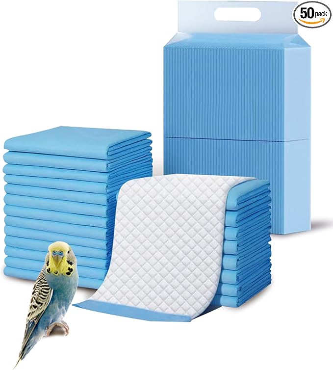 17.7" X 23.6" Disposable Bird Cage Liner 50 PCS Birds Cage Liners Super Absorbent Birdcage Liners Parakeet Cage Training Accessories with Quick-Dry Surface for Cockatiels Doves Parrots