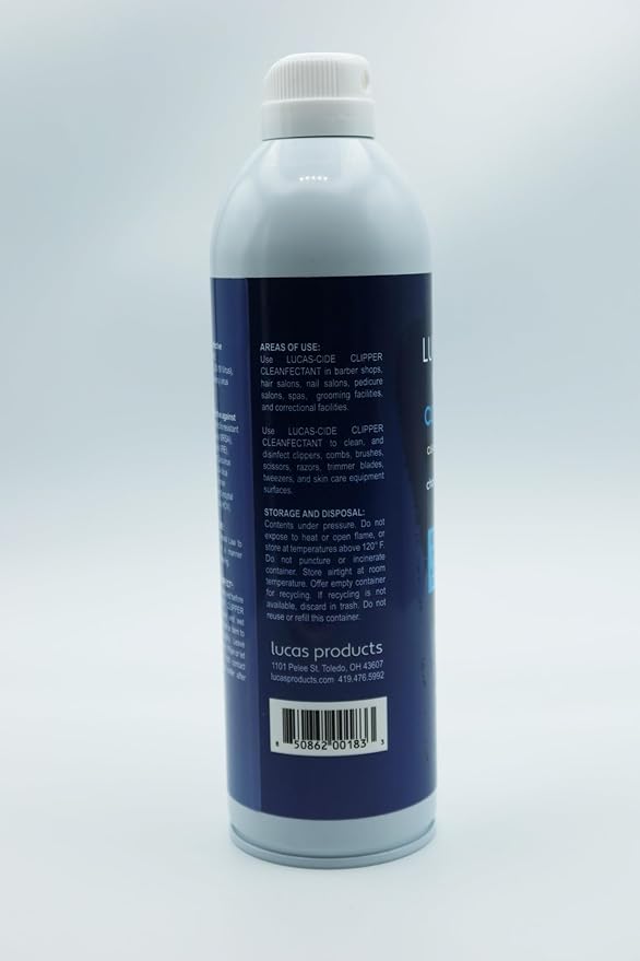LUCAS-CIDE Clipper Cleaner Disinfectant and Lubricating Spray for Clippers and Blades - 16 Fl Oz