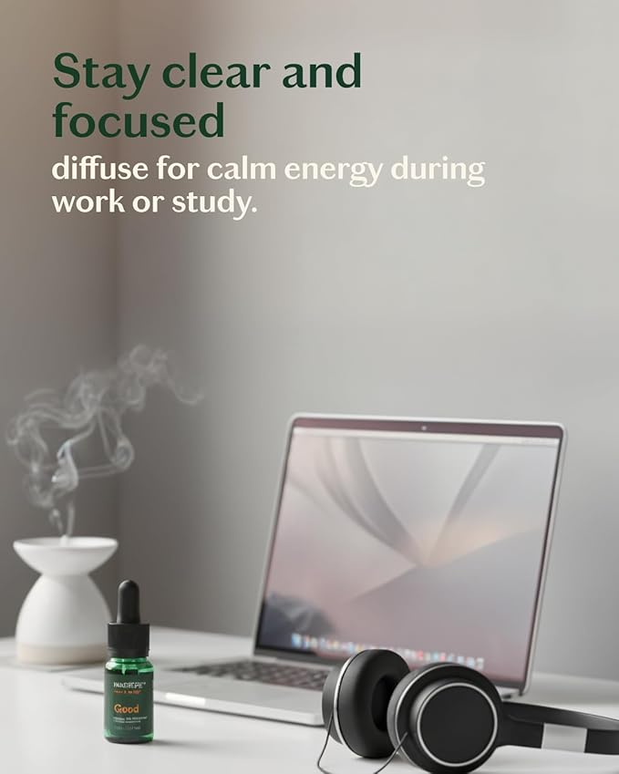 LIVEDROPS 24/7 Good Essential Oil Blend Bergamot Palmarosa Sandalwood | Daytime Aromatherapy for Positivity Focus Happiness | Skin-Safe Diffuser Oil French Perfumers Vegan Dermatologist Tested 10m