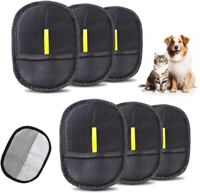 3-Pack Pet Hair Remover Brushing Gloves – Remove Fur from Clothing, Furniture, Car Seats, Bedding & Upholstery