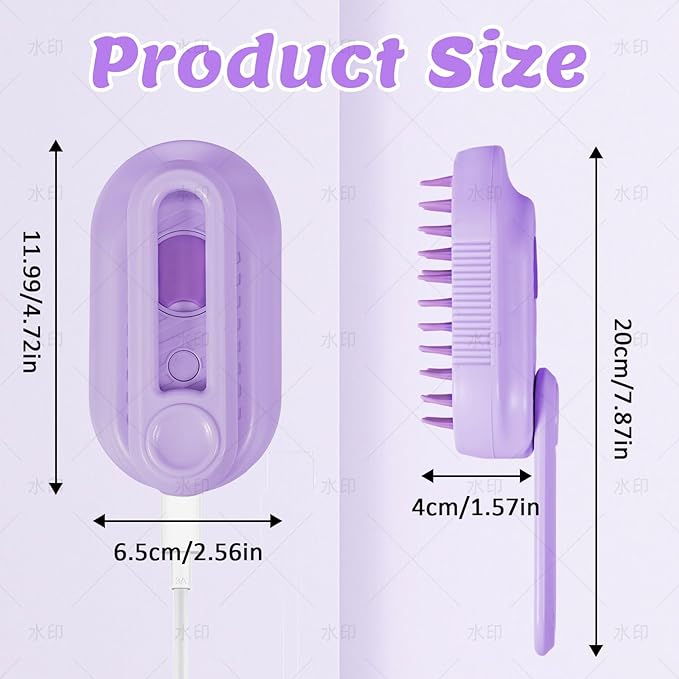 4 in 1 Cat & Dog Steam Brush for Long/Short Hair Shedding - Rechargeable Pet Grooming Brush with Anti-Static Steam Spray, Foldable Handle & Dual Massage Modes for Home Pet Spa Cleaning