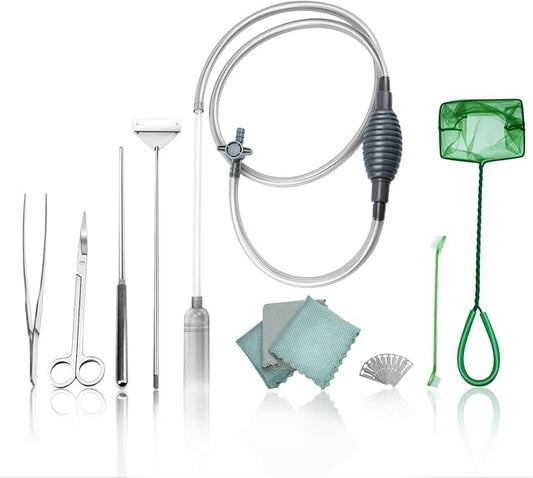 Gravel Vacuum for Aquarium with Fish Tank Cleaning Kit, Aquarium Siphon Sand Cleaner Suitable for Various Tank Sizes (Grey)