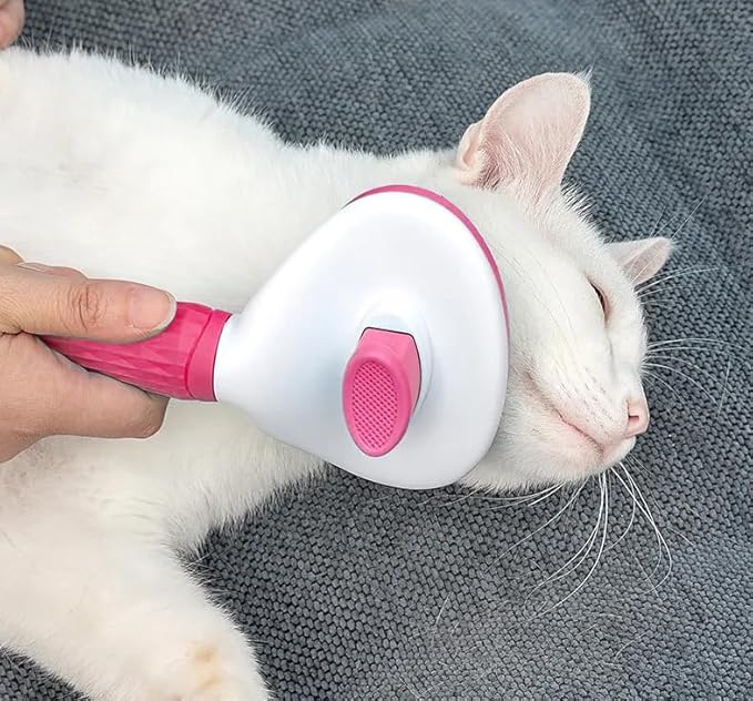 Dog & Cat Brush, Soft Self Cleaning Slicker Brush, Skin-Friendly Upgraded Dog Brush for Shedding, Massaging, and Grooming – Perfect for Long & Short Coats (Pink)