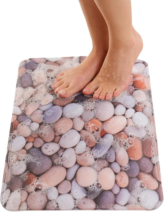 ENKOSI Non Slip Bath Mat for Tub and Shower Floors – Anti Slip Shower Mat with Strong Secure Grip – Unique Pebble Stone Print Bathroom Mat for Inside Bathtub and Smooth Stalls (28x16 Pebble Stone)