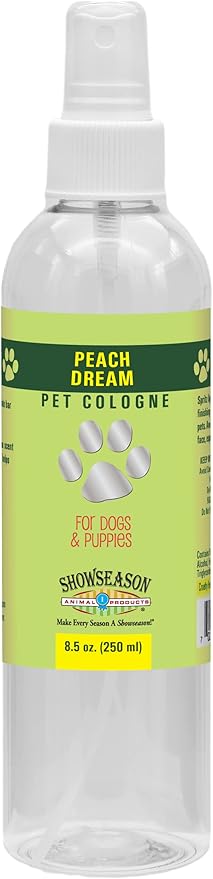 Showseason® Peach Dream Pet Cologne 8.5 oz For Dogs | Long-Lasting Odor Eliminator | Cruelty-Free | Paraben-Free | Biodegradable and Non-Toxic | Made in The USA