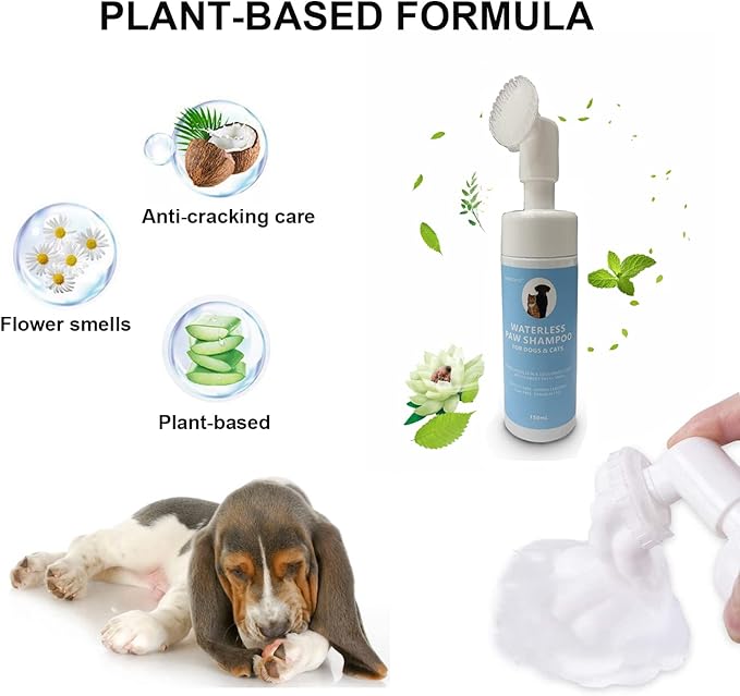 2 Pack Pet Paw Cleaner for Dogs & Cats, Waterless Foam with Silicone Scrubber, Dogs Cats Feet Paw Cleaner