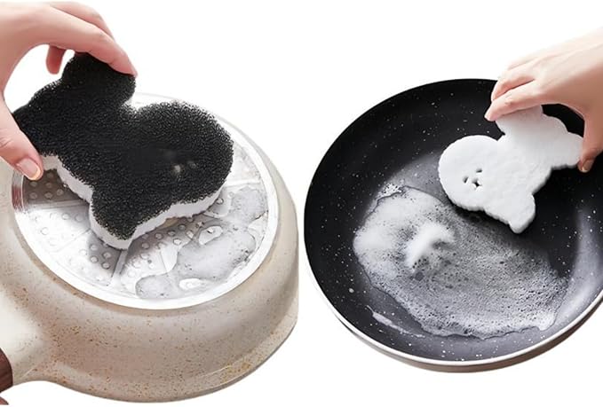 Cute Dog Sponge for Dishes- Soft Scrubber, Three Layer Cleaning Sponge, Non-Scratch Dishwashing Sponge (4pcs)