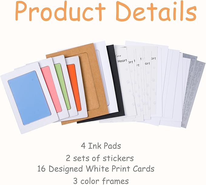 Inkless Paw Print Kit,Dog Paw Print Kit,Dog Nose Print Kit,Clean Touch Ink Pads and Imprint Cards,Pet Paw Print Impression Kit for Dogs Cats Footprint Keepsake