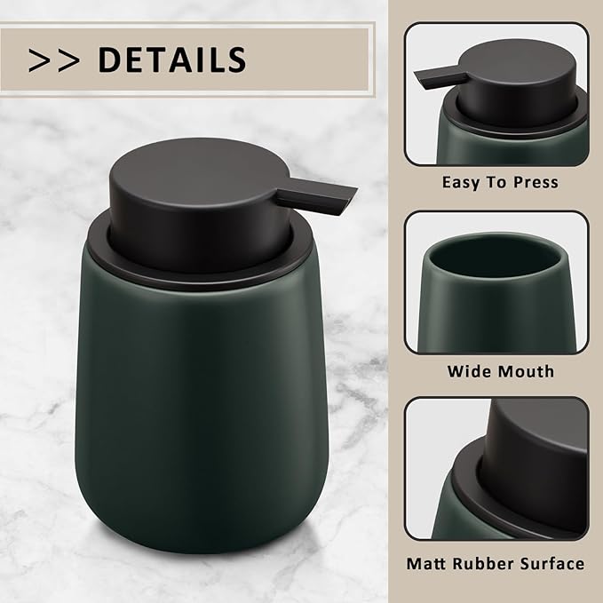 Soap Dispenser Ceramic with Easy-to-Press Pump Hand Lotion Liquid Dispenser for Shampoo Bathroom Kitchen 12 oz