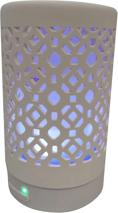 EcoGecko Ceramic Essential Oil Aroma Air Freshener Diffuser, Ultrasonic Diffusing Cool Mist Humidifier with Timers for Office Home Bedroom Baby Room Study Yoga Spa, with Timer and 7 Color Light