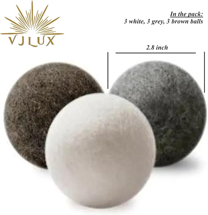 Wool Dryer Balls, Premium 9-Pack XL Natural Organic Dryer Balls, Eco-Friendly, Reusable, Chemical-Free Fabric Softener for Laundry with 3 Fragrance Oils
