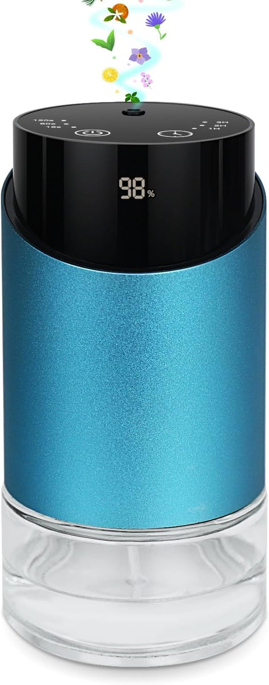 Waterless Essential Oil Diffuser Aromatherapy Scent Diffusers for Home Large Room, Bedroom, Car, Office, Desk, Battery Operated Mini Portable Air Freshener, 3 Countdown Timers & 3 Mist Levels