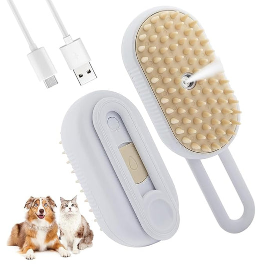 4 in 1 Cat Steam Brush 2025 New Cat and Dog Anti-Static steam Brush for Massaging,cleaning,Shedding,Grooming,Rechargeable Pet Grooming Brushes (brush white1)