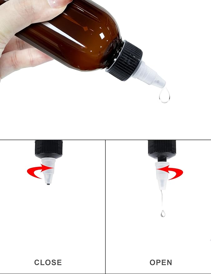 2 Pcs 8oz Amber Plastic Squeeze Bottles with Twist Top Cap, 250ml Clear Dispensing Bottles, Empty Squirt Bottle for Liquids, Sauces, Arts, Crafts, Travel