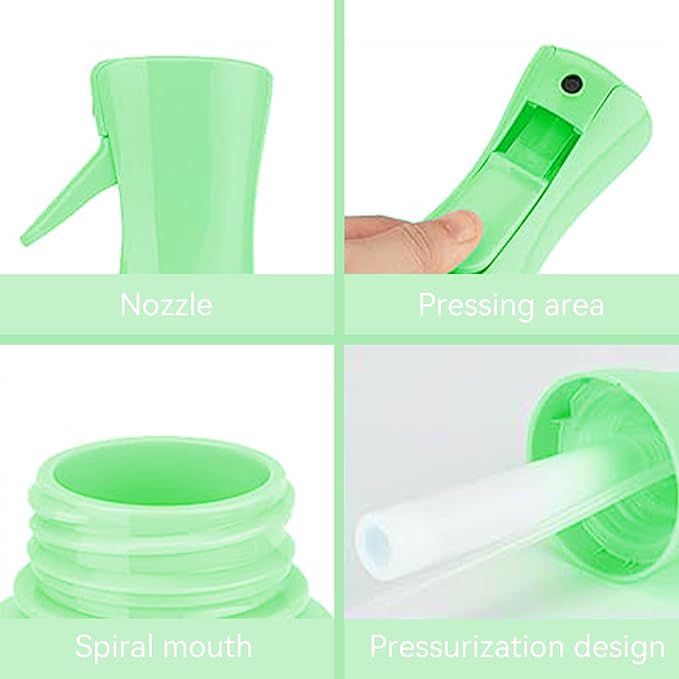 Continuous Mist Spray Bottle for Hair, Face & Plants (6.8oz/200ml) - Ultra Fine Travel-Size Water Mister for Salons, Cleaning, Pets & Skincare Leakproof Design