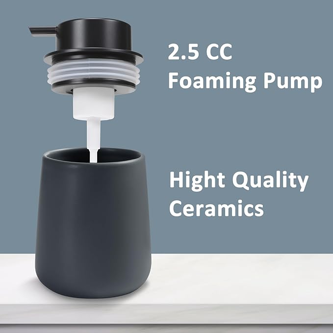 Soap Foaming Dispenser Ceramic with Easy-to-Press Pump Hand Foam Dispenser for Shampoo Bathroom Kitchen 12 oz