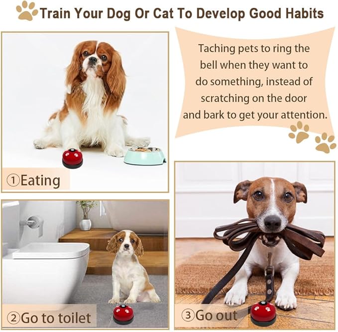 2 Pack Dog Door Bells, Dog Doorbell to go Outside Puppy Train Bell for Dogs to Ring to go Potty, Puppy Toilet Training Bell Jingle Bells for Door Knob (Red)