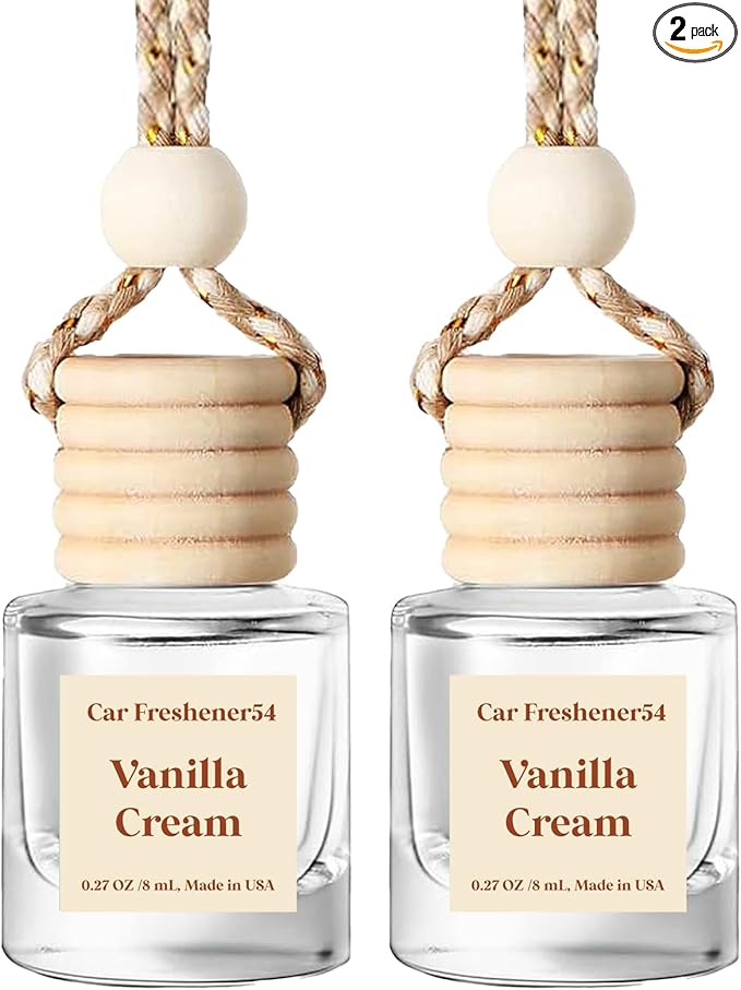 HoogaLife Car Air Freshener Diffuser 2 Pack Hanging Air Freshener Diffuser - Vanilla Cream Fragrance Oil Air D iffuser for Car, 45+ days Long Lasting Fragrance Made in USA C ar Air Fresheners (V54)
