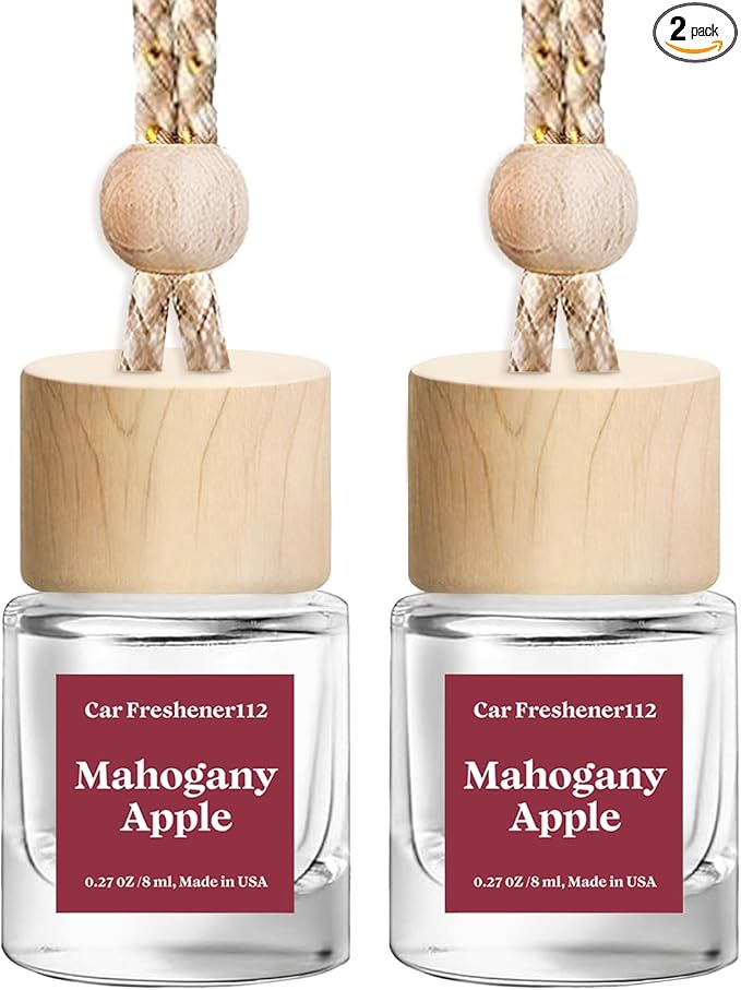 HoogaLife Car Air Freshener Diffuser 2 Pack Hanging Air Freshener Diffuser - Mahogany Apple Fragrance Oil Air D iffuser for Car, 45+ days Long Lasting Fragrance Made in USA (MA112)
