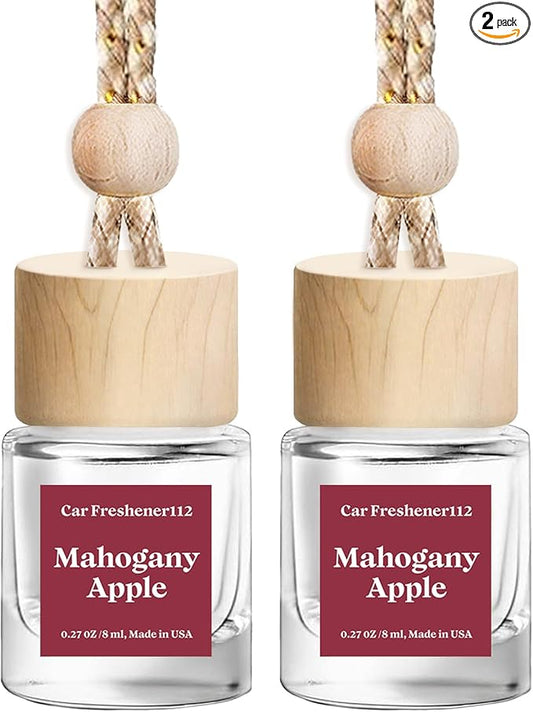 HoogaLife Car Air Freshener Diffuser 2 Pack Hanging Air Freshener Diffuser - Mahogany Apple Fragrance Oil Air D iffuser for Car, 45+ days Long Lasting Fragrance Made in USA (MA112)
