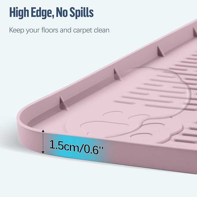 Pee Pad Holder for Dogs, 40" x 28" Silicone Pee Tray Mat Leak-Proof, High Edge, No Spill Pet Pad Holder for Puppy, Cat, Rabbit, Training Pads for Floor Protection, No Pee Pads (Pink)