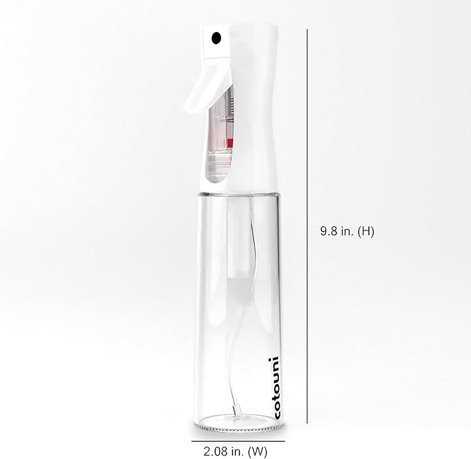Continuous Spray Bottle for Hair Care, Hydrating Skin Care | Plant Mister or Squirt Bottle for Ironing and Cleaning, 10.1 fl oz/300 mL Clear Glass, 9.8"(H) x 2.08"(W)
