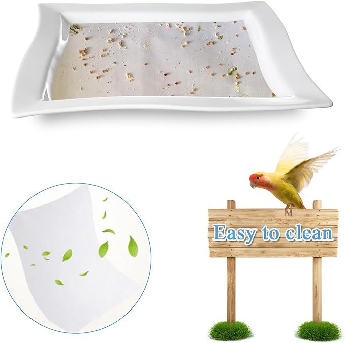 200 Pack Bird Cage Liner Papers, 17x12 Inch Non-Woven Bird Cage Liners Disposable Cage Paper Liners, Precut Absorbent Cushion Pad Mat Accessories for Pet Bird Parrot