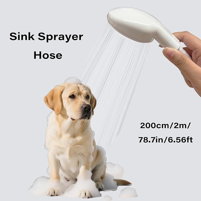 6.56FT/2M Sink Spray Hose,Faucet Sprayer Hose,Sink Hose Attachment for Portable Hand Held Shower Head Sprayer,Shampoo Sprayer Hose for Bathing Baby,Pets,Washing Hair,Rinsing Vegetables