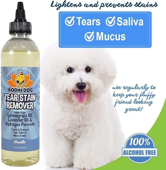 Bodhi Dog Tear Stain Remover - Removes Tears, Saliva & Mucus Stains from Dogs & Cats - Gentle, Natural Solution for Sensitive Fur & Coats, Alcohol-Free, Made in USA (8 Fl Oz)