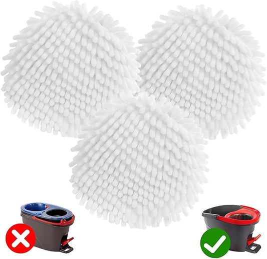 3 Pack Spin Mop Heads Replacements for Ocedar Easywring 1 Tank System Mop Replace Head Attachments, Microfiber Chenille Mop Pad Spin Mop Refill for O Cedar Mop Head