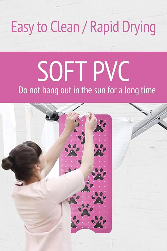 Dog Bath Mat for Tub -Non-Slip Bath Pad for Pet Dogs-Shower Non-Slip Mat Quick Drain Dog Shower Accessory pad Supplies 39.4x15.7 Inches (Pink)