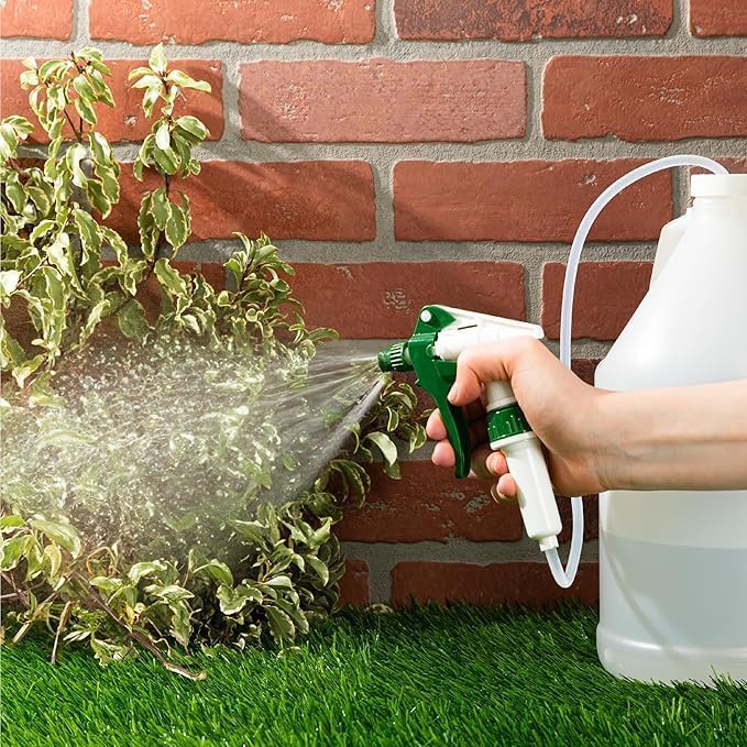 1 Gallon Pump Sprayer with 3 Foot Extended Hose - Long Reach Garden & Plant Hand Trigger Spray Nozzle - Fits 38-400 Closure Bottles & Jugs - 2 Pack