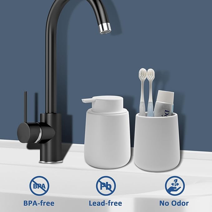 Soap Foaming Dispenser Ceramic with Easy-to-Press Pump Hand Foam Dispenser for Shampoo Bathroom Kitchen 12 oz 2pcs