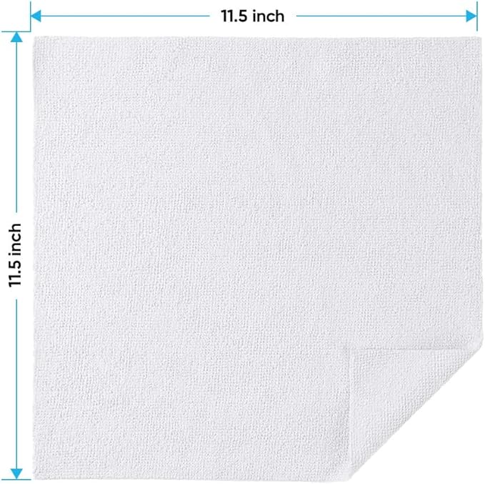 HOMEXCEL Microfiber Cleaning Cloths 20 Pack, Highly Absorbent, Lint & Scratch-Free Cleaning Rags for House Kitchen, White Microfiber Towels for Car 11.5 x 11.5 inch