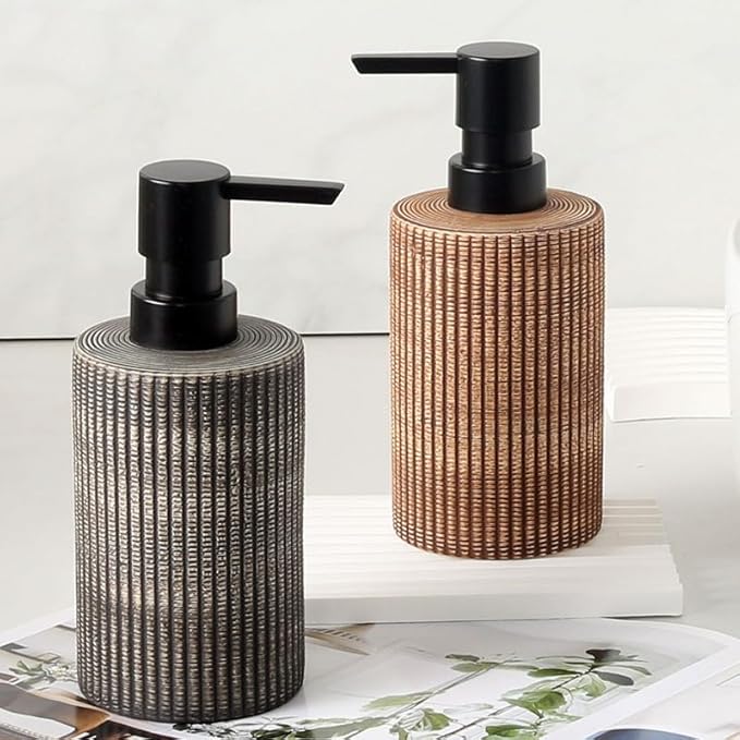 Comeon Ceramic Soap Dispenser for Shampoo, Dish Soap, Hand Soap，Conditioner，12 Oz Refillable Foam Pump Bottle Stainless Steel Pump Kitchen/Bathroom Décor (Deep Colour)