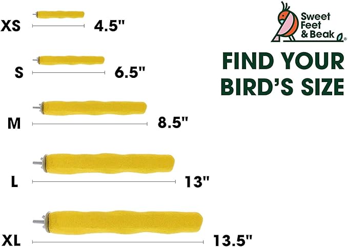 Sweet Feet and Beak Comfort Grip Safety Perch for Bird Cages - Pedicure Perch for Birds to Keep Nails and Beaks in Top Condition - Safe Easy to Install Bird Cage Accessories - L 13"