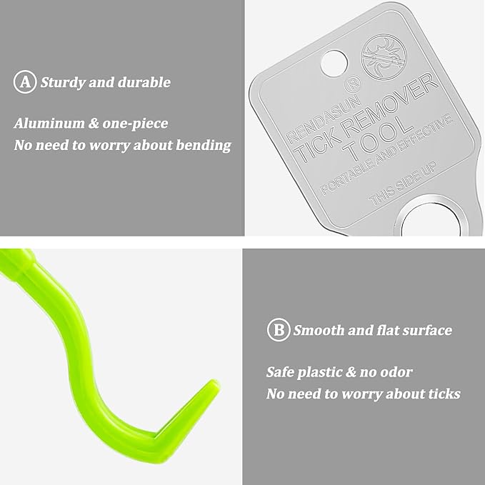 Tick Remover Tool Portable with Tick Removal Tweezers Suitable for Pet and Humans, Safe and Reliable, Quick Highly Effective, Pain-Free, Essential Tick Remover Key Tools for Outdoor Activities-3 Pack